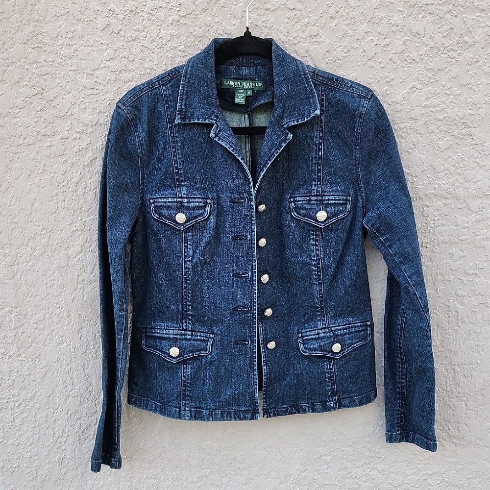 Lauren Jeans Co. Ralph Lauren dark wash denim blazer jacket